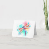 Rode libellen op waterverf achtergrond bedankkaart (Voorkant)