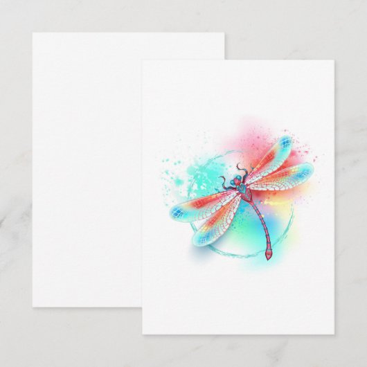 Rode libellen op waterverf achtergrond bedankkaart (Voorkant / Achterkant)
