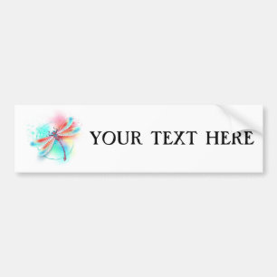 Rode libellen op waterverf achtergrond bumpersticker