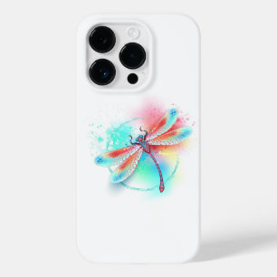 Rode libellen op waterverf achtergrond Case-Mate iPhone 14 pro hoesje