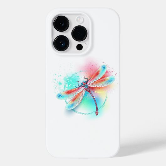 Rode libellen op waterverf achtergrond Case-Mate iPhone case (Achterkant)