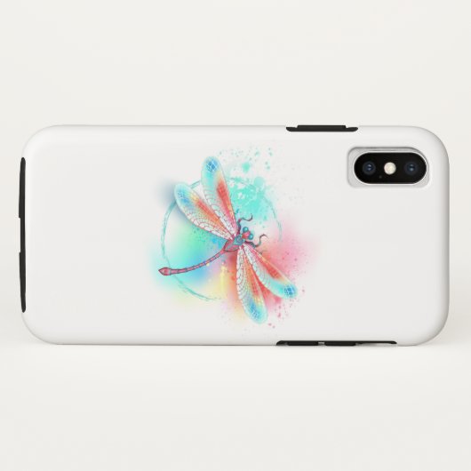 Rode libellen op waterverf achtergrond Case-Mate iPhone case (Achterkant (horizontaal))