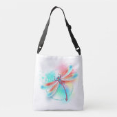 Rode libellen op waterverf achtergrond crossbody tas (Achterkant)