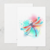 Rode libellen op waterverf achtergrond feestdagenkaart (Voorkant / Achterkant)