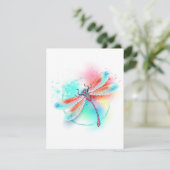 Rode libellen op waterverf achtergrond feestdagenkaart (Staand voorkant)