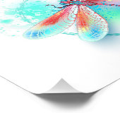 Rode libellen op waterverf achtergrond foto afdruk (Hoek)