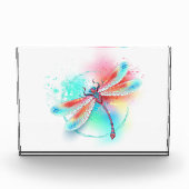 Rode libellen op waterverf achtergrond fotoblokken (Voorkant)