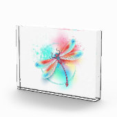 Rode libellen op waterverf achtergrond fotoblokken (Rechts)