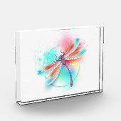 Rode libellen op waterverf achtergrond fotoblokken (Links)