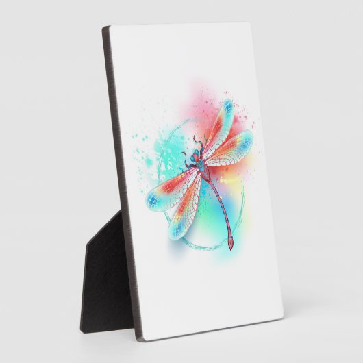 Rode libellen op waterverf achtergrond fotoplaat (Zijkant)