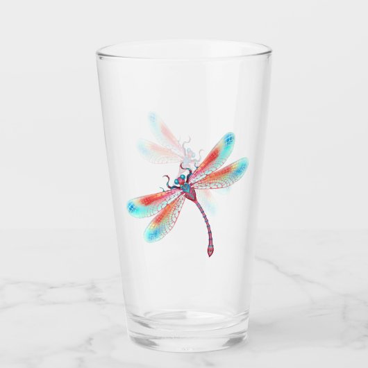 Rode libellen op waterverf achtergrond glas (Voorkant)