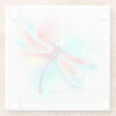 Rode libellen op waterverf achtergrond glazen onderzetter (Achterkant)