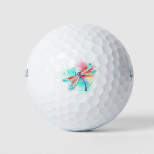 Rode libellen op waterverf achtergrond golfballen (Voorkant)