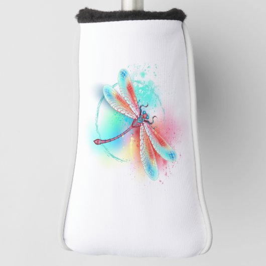 Rode libellen op waterverf achtergrond golfheadcover (Draai 90)