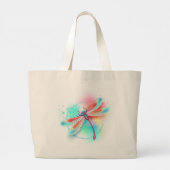 Rode libellen op waterverf achtergrond grote tote bag (Achterkant)