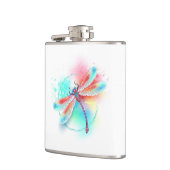 Rode libellen op waterverf achtergrond heupfles (Links)