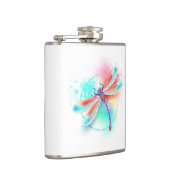 Rode libellen op waterverf achtergrond heupfles (Rechts)