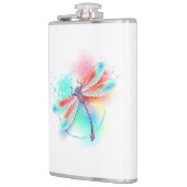 Rode libellen op waterverf achtergrond heupfles (Links)