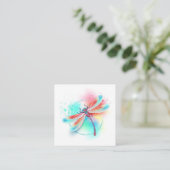 Rode libellen op waterverf achtergrond informatiekaartje (Staand voorkant)