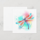 Rode libellen op waterverf achtergrond kaart (Voorkant / Achterkant)