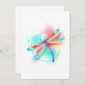 Rode libellen op waterverf achtergrond kaart (Voorkant / Achterkant)