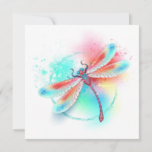 Rode libellen op waterverf achtergrond kaart
