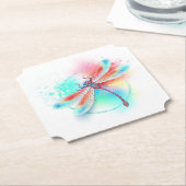 Rode libellen op waterverf achtergrond kartonnen onderzetters (Gekanteld)