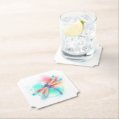 Rode libellen op waterverf achtergrond kartonnen onderzetters (Insitu)