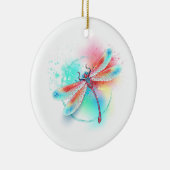 Rode libellen op waterverf achtergrond keramisch ornament (Rechts)