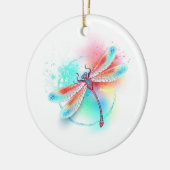 Rode libellen op waterverf achtergrond keramisch ornament (Links)