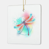 Rode libellen op waterverf achtergrond keramisch ornament (Links)