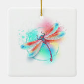 Rode libellen op waterverf achtergrond keramisch ornament (Achterkant)