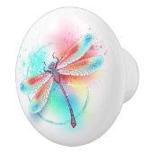 Rode libellen op waterverf achtergrond keramische knop (Rechts)