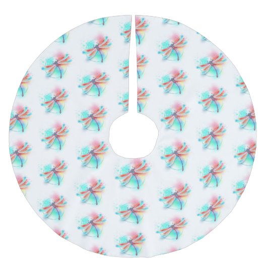 Rode libellen op waterverf achtergrond kerstboom rok (Voorkant)