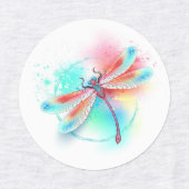 Rode libellen op waterverf achtergrond labels (Design 2)