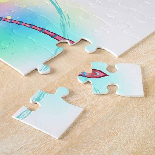 Rode libellen op waterverf achtergrond legpuzzel (Zijkant)