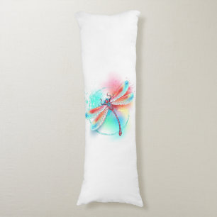 Rode libellen op waterverf achtergrond lichaamskussen