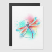 Rode libellen op waterverf achtergrond magnetische uitnodiging (Voorkant / Achterkant)