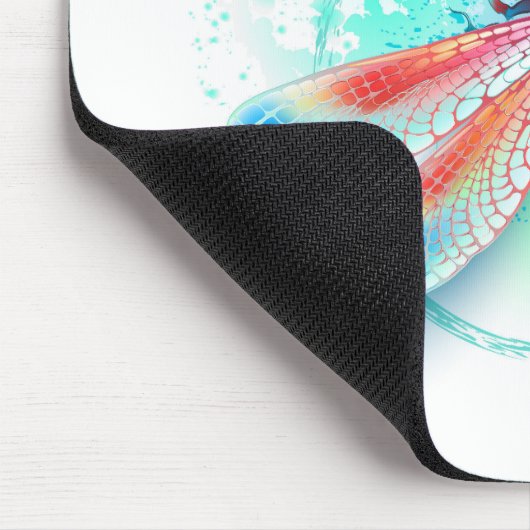 Rode libellen op waterverf achtergrond muismat (Hoek)