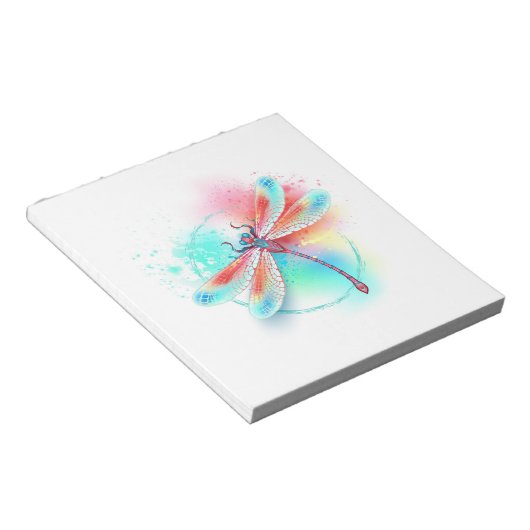 Rode libellen op waterverf achtergrond notitieblok (Schuin)