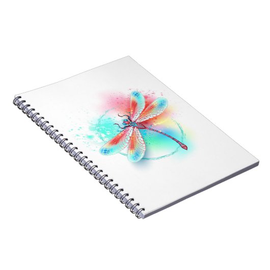 Rode libellen op waterverf achtergrond notitieboek (Rechterzijde)