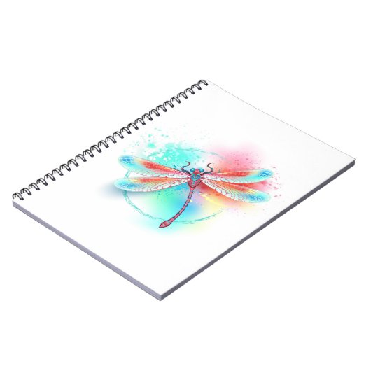 Rode libellen op waterverf achtergrond notitieboek (Linkerzijde)