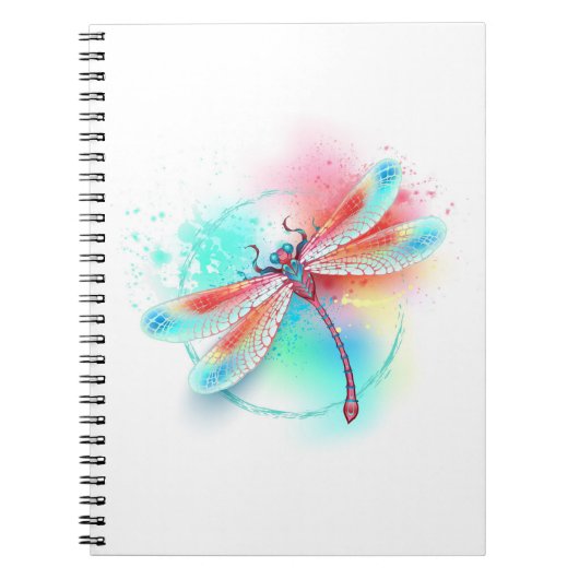 Rode libellen op waterverf achtergrond notitieboek (Voorkant)