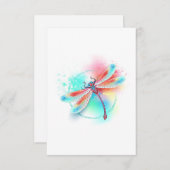 Rode libellen op waterverf achtergrond notitiekaartje (Voorkant / Achterkant)