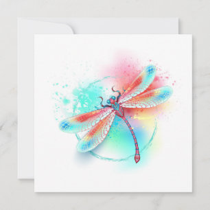 Rode libellen op waterverf achtergrond notitiekaartje