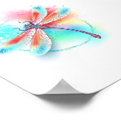 Rode libellen op waterverf achtergrond poster (Hoek)