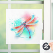 Rode libellen op waterverf achtergrond raamsticker (Huis)