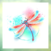 Rode libellen op waterverf achtergrond raamsticker (Vel 3)