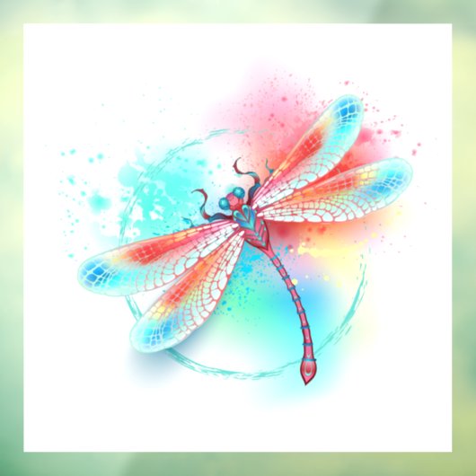 Rode libellen op waterverf achtergrond raamsticker (Vel 3)