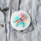 Rode libellen op waterverf achtergrond ronde button 4,0 cm (In situ)